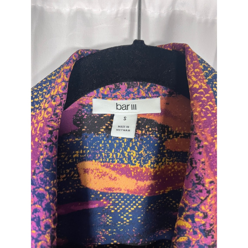 Bar III Maxi Wrap Dress S Abstract Print Vintage Inspired 70s Boho Long Sleeve - Picture 3 of 6